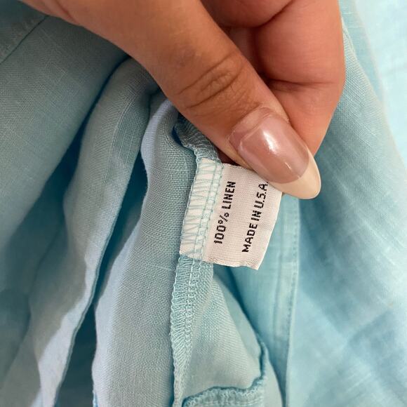 Bryn Walker Blue Artist Light Linen Round Neck Long Sleeve Shirt size XL - Picture 4 of 11